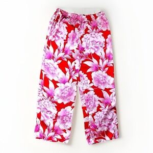 Sofía Floral Satin  Red and Pink summer Resort Wear Sleepwear Pants L